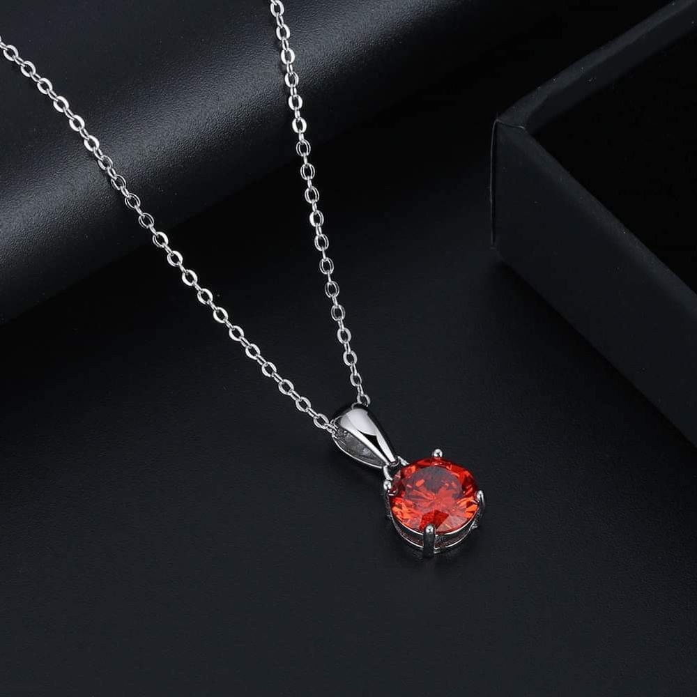 S925 January (red garnet) birthstone necklace
